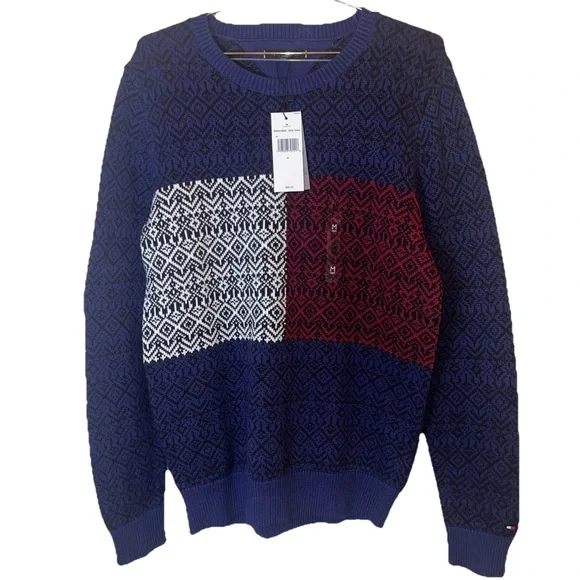 Tommy Hilfiger Men’s Medium Jacquard Fair Isle Sweater – NWT - Picture 4 of 10